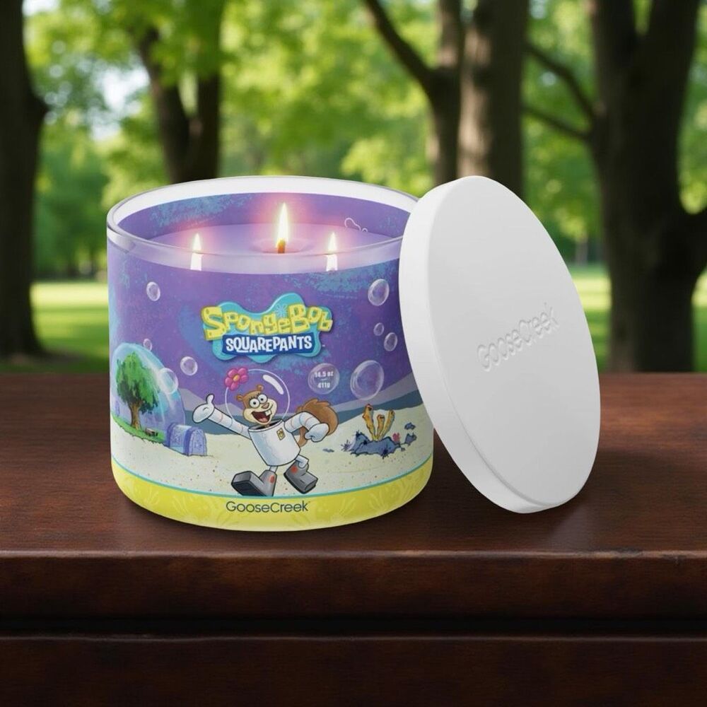 New Soy Base Goose Creek 3-Wick Candle Sandy Cheeks SpongeBob Candle
